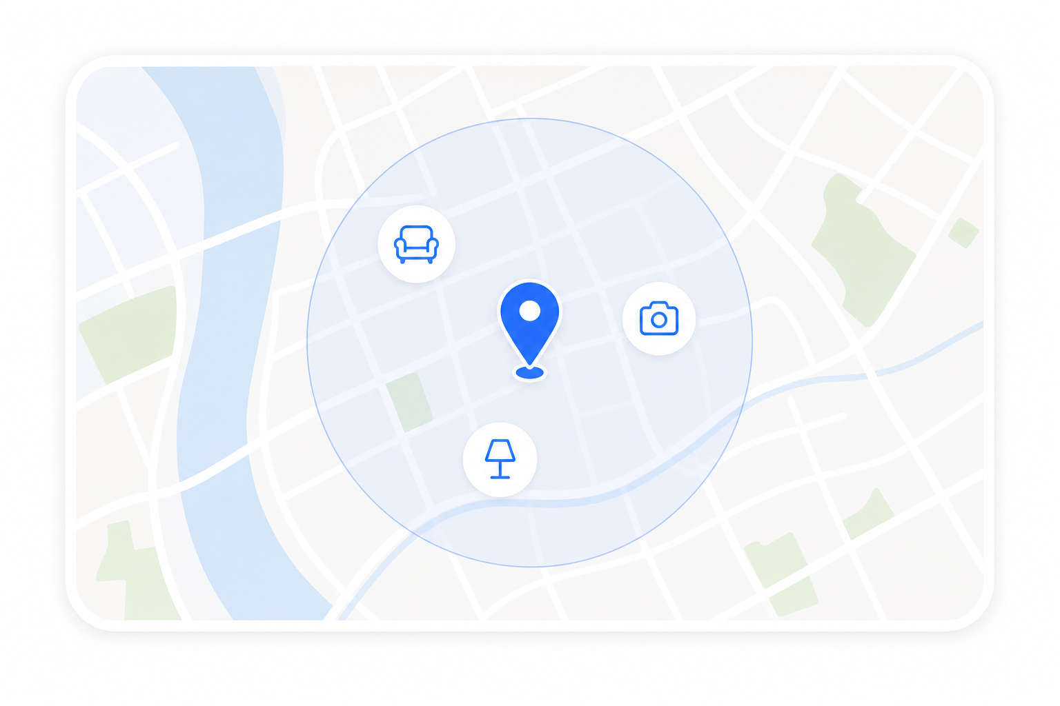 近くのアイテムの地図